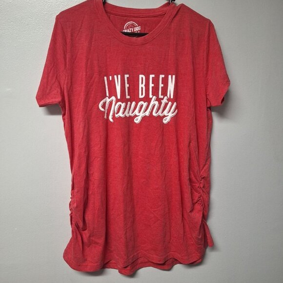 Ive Been Naughty Maternity Shirt Christmas Pregnancy Announcement Womens Large - Picture 1 of 6